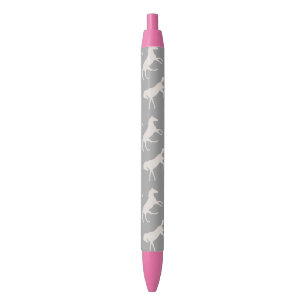 Gray Galloping Horses Pattern Black Ink Pen