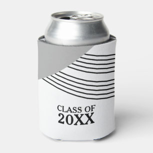 Gray Geometric Stripe Graduation Can Cooler