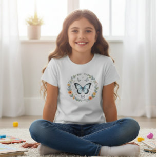 Gray Girl's T-Shirt with Butterflies – Cute Summer