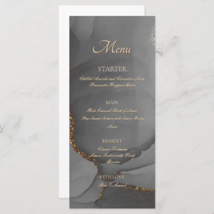 Gray Glitter Alcohol Ink Elegant Flat Menu