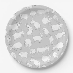 Gray Goats Playing Paper Plate