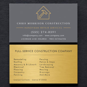 Gray Gold Industrial Handyman Construction Business Card