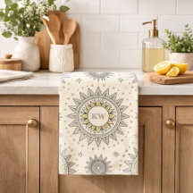 Gray Gold Mandala Pattern Monogram