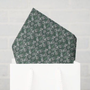 Gray, green imitation snake skin. tissue paper