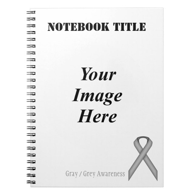 Gray / Grey Standard Ribbon by Kenneth Yoncich Notebook (Front)