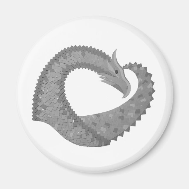 Gray heart dragon on white magnet (Front)