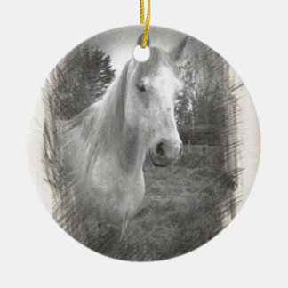 Gray Horse picture Ceramic Tree Decoration