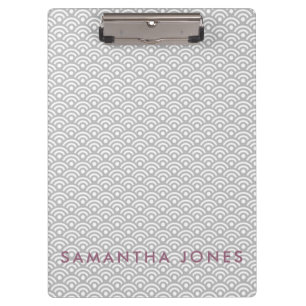 Gray Japanese Pattern Personalized Office Gift Clipboard