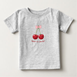 Gray Kids T-Shirt with Cherries and Pink Bow