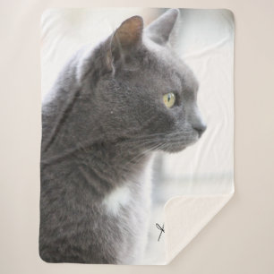 Gray Kitty Cat Sherpa Blanket