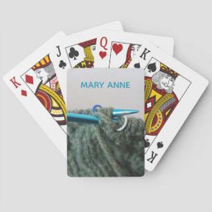 Gray Knitting Custom Name Playing Cards