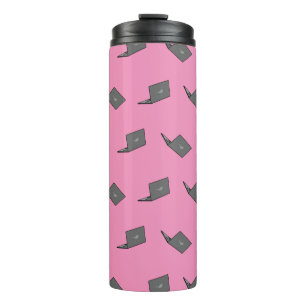 Gray Laptop with Bird Logo Cartoon Thermal Tumbler