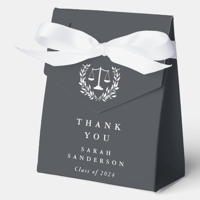 Gray Law Scales+Laurel Wreath Graduation Favour Box (Front)