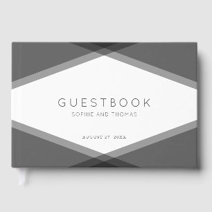 Gray Layered Geometric Modern Wedding Guest Book
