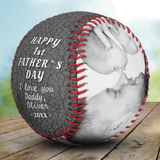 Gray Leather Print 1st Father`s Day 2 Photo  Baseball (Creator Uploaded)