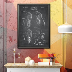 Gray   Light Bulb Patent Poster