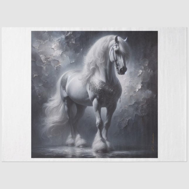 Gray Majestic Horse Decoupage Tissue Paper (Front)