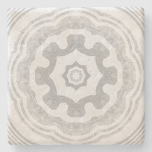 Gray Mandala Stone Coaster