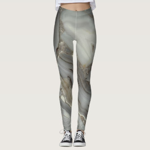 Gray Marble with Gold Vein Drawstring Bag Leggings
