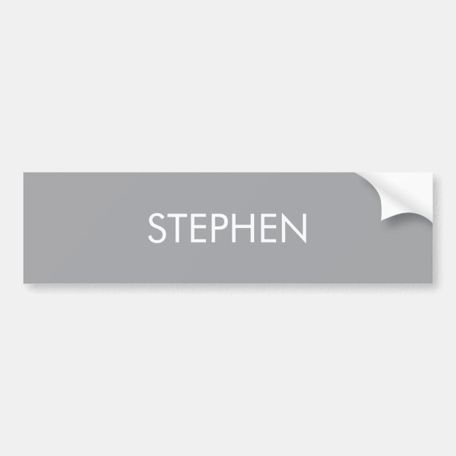 Gray minimalist custom name  bumper sticker (Front)