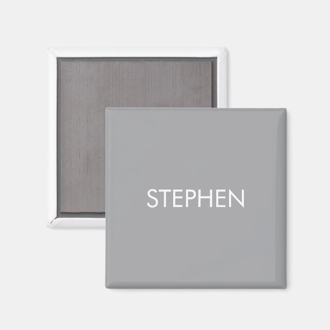 Gray minimalist custom name  magnet (Front/Back)