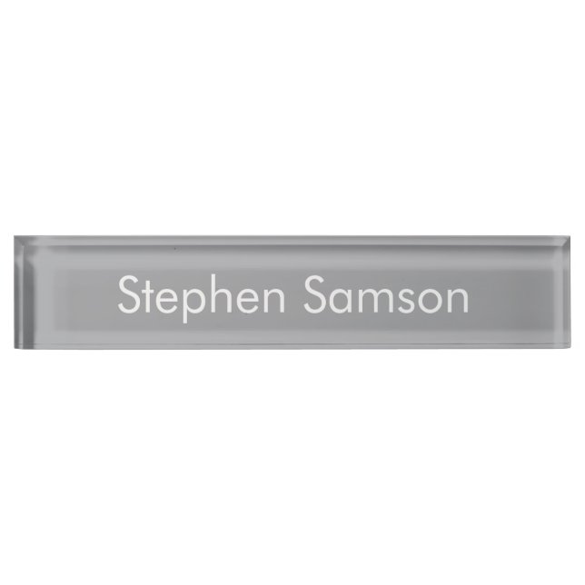 Gray minimalist custom name  nameplate (Front)
