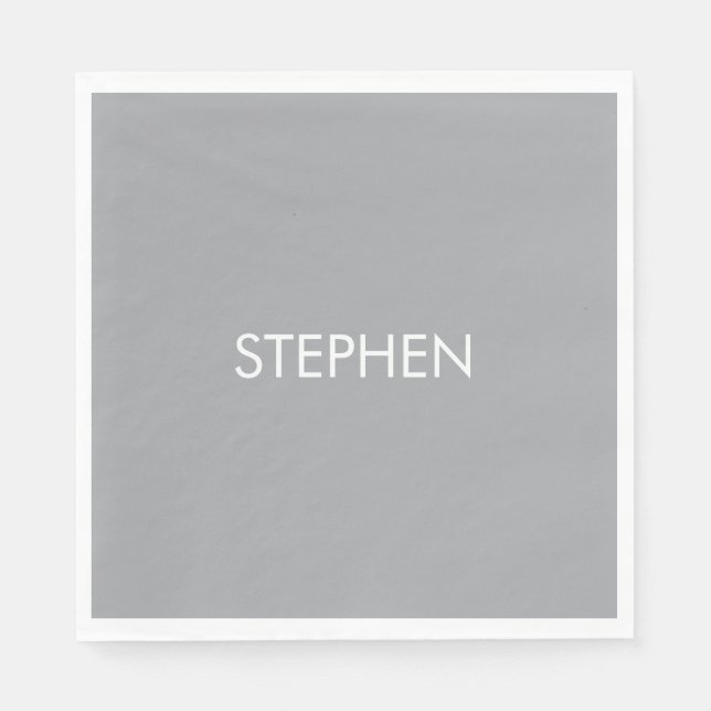 Gray minimalist custom name  napkin (Front)