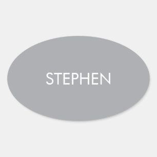Gray minimalist custom name oval sticker