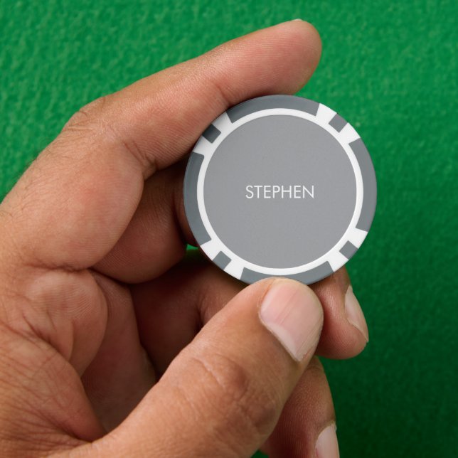 Gray minimalist custom name  poker chips (Hand)