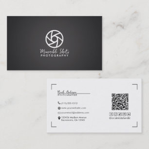 Gray Modern Minimal Logo Photographer Business Card