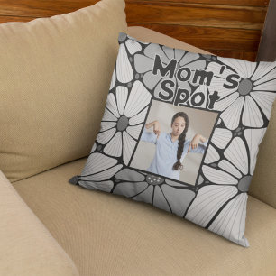 Gray Mom's Spot Couch Photo Mother's Day Gift Cushion