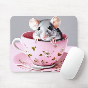Gray Mouse In Teacup Pad