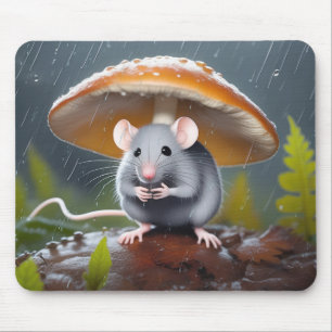 Gray Mouse Under a Toadstool Pad