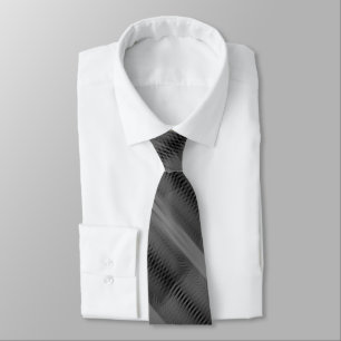 Gray On Black Futuristic Abstract Diagonal Pattern Tie