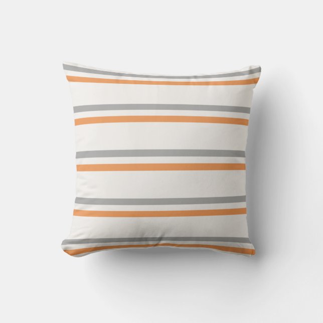 Gray, Orange, White modern Lines in Autumn Trend Cushion (Front)