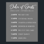 Gray Order of Events Wedding Day Schedule Poster<br><div class="desc">This wedding poster is the perfect way to let your guests know the timeline for your wedding day.</div>