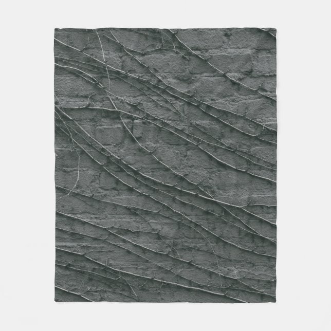 Gray painted brick wall fleece blanket (Front)