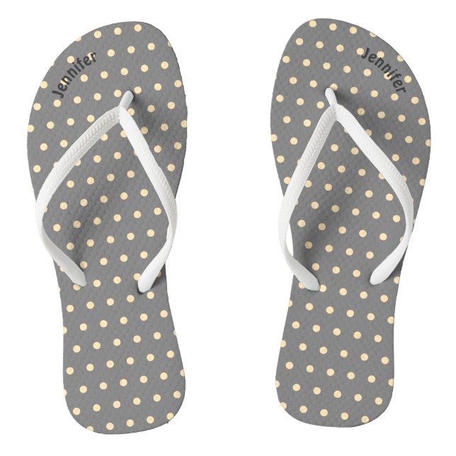 Gray & Peach Polka Dot - Flip Flops (Footbed)
