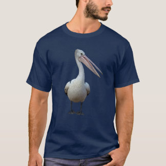 Gray Pelican standing.Isolated on a navy backgroun T-Shirt