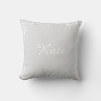 Gray Personalized Modern Elegant Typography Name Cushion