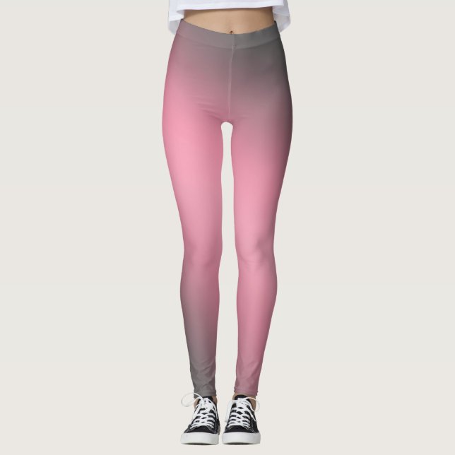 Gray Pink moonlight ombre effect  Leggings (Front)