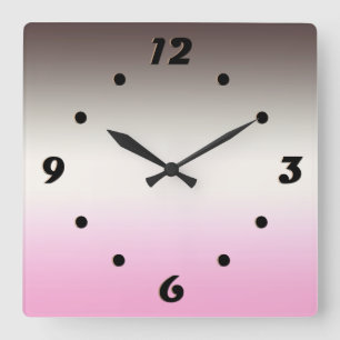 Gray pink Ombre Square Wall Clock