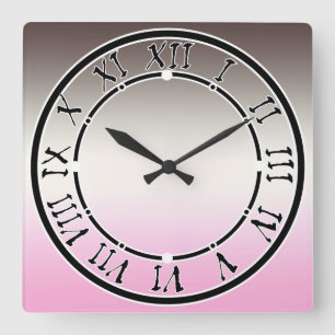 Gray pink Ombre Square Wall Clock