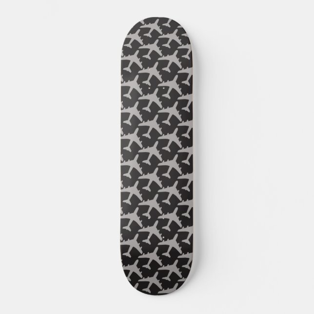 Gray Plane Airplanes Pilot Plane Aviation Aviator Skateboard (Front)