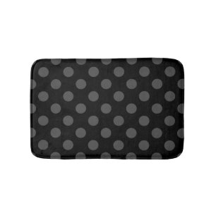 Gray polka dots on black bath mat