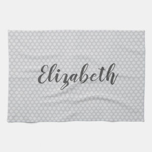 Gray polka dots trendy tea towel