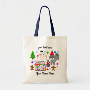 Gray Poodle Christmas #3 Tote Bag