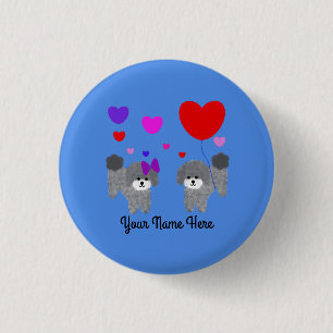 Gray Poodle Valentine #2 Button