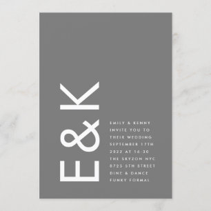  Gray Premium Ultimate Modern Monogram Fun Wedding Invitation