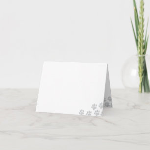 Gray Puppy Paw Prints Blank Note Card